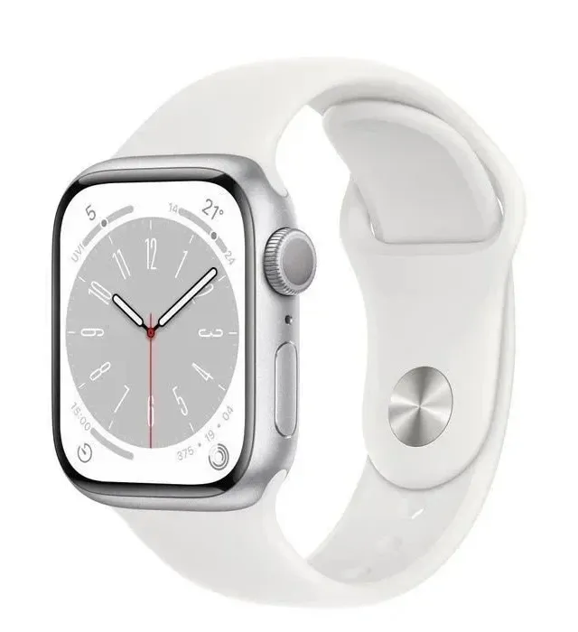 Apple Watch Series 8 Silver Case with White Sport Band